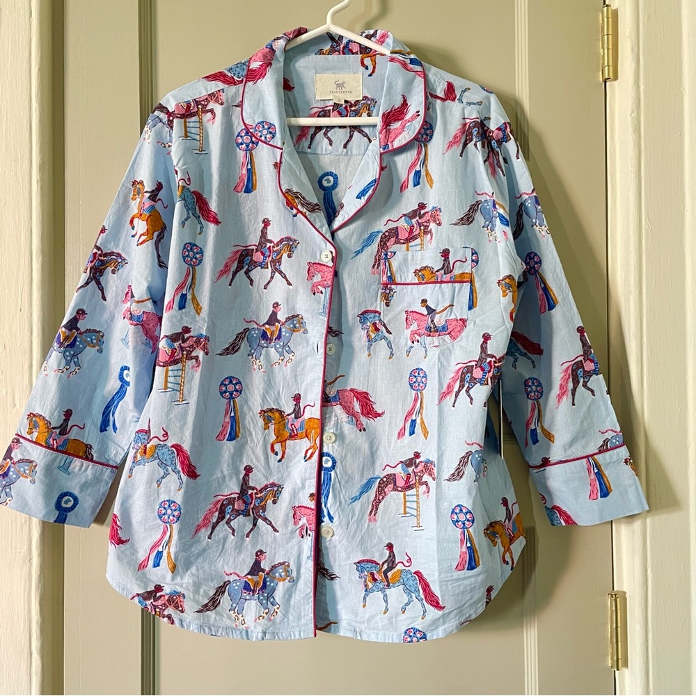 Printfresh Horse Show Pajama Top NWT